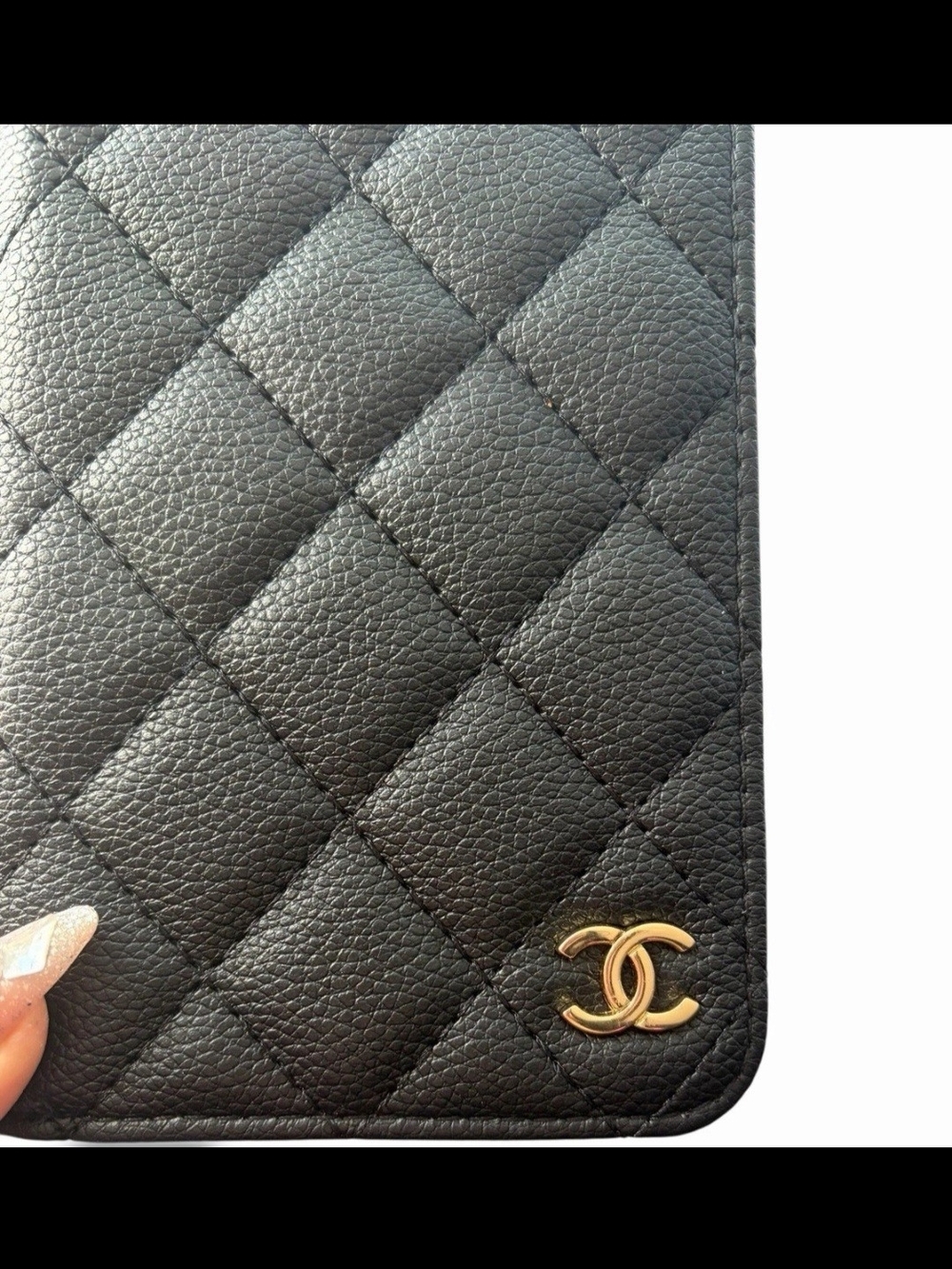 Beaute Black Quilted Wallet Or Passport with Gold Accent - Picture 2 of 7